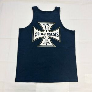 AAA Mens XL West Coast Puro Rams Los Angeles Motorcyclist Tank Top Shirt Blue
